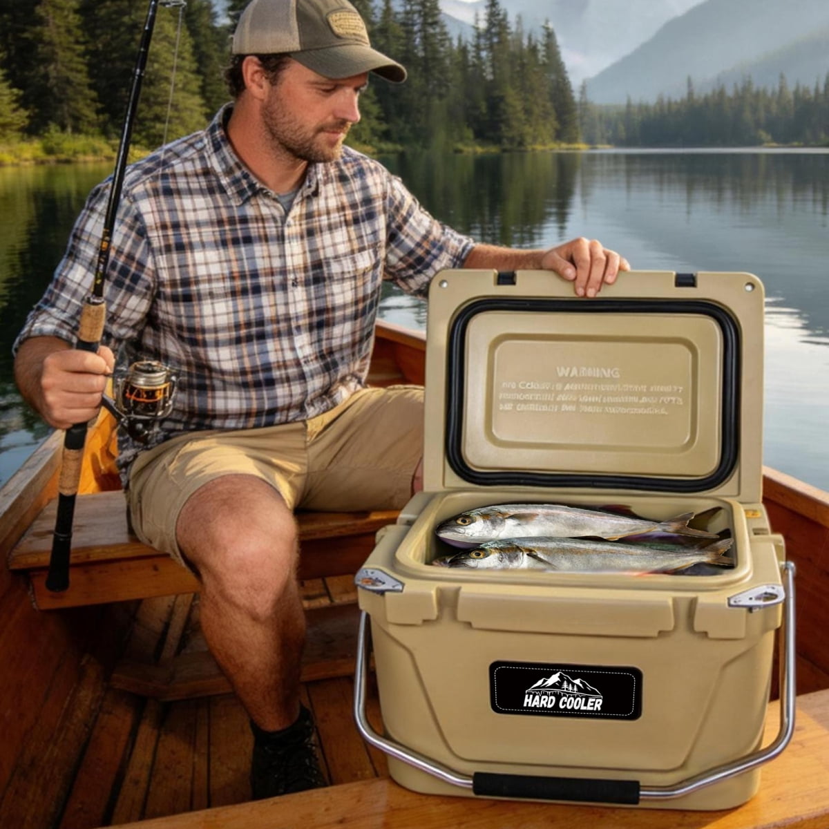 20 Quart Khaki Cooler, Ultra-Light Insulated Ice Chest, Heavy-Duty Hard Shell Cooler with 6-Day Ice Retention for Camping, Tailgating, Job Site, Multiple Sizes Available