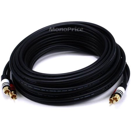 UPC: 0844660028666 | Monoprice Premium Two-Channel Audio Cable – 25 Feet – Black | 2 RCA Plug to 2 RCA Plug 22AWG  Male to Male