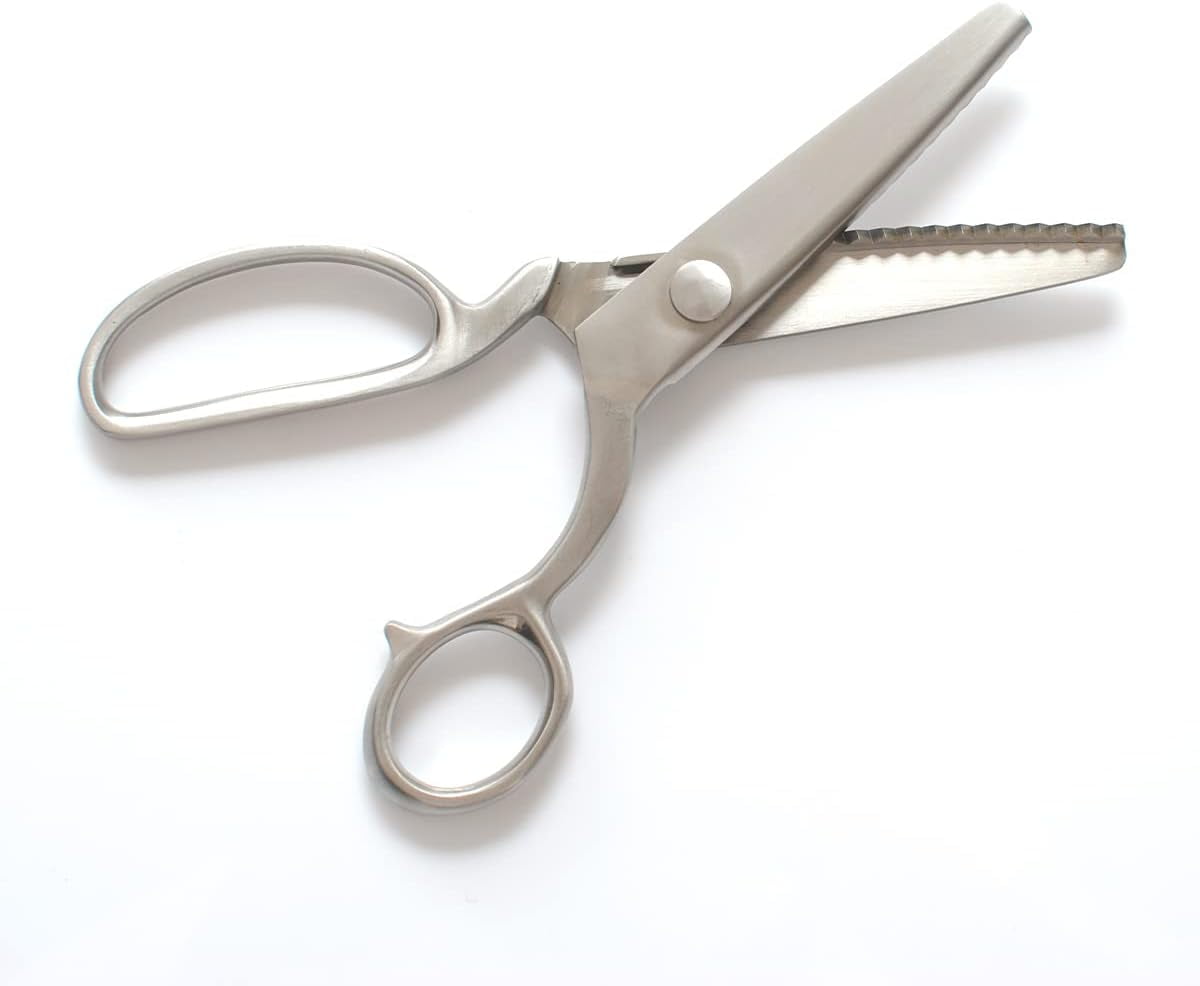 ABCISI All Stainless Steel Pinking Shears Scissors for Fabric, Heavy Duty Serrated Pinking Shears, Decorative Edge Zig Zag Cut Scissors for Cloth, Leather, Denim, Paper, 8 Inch