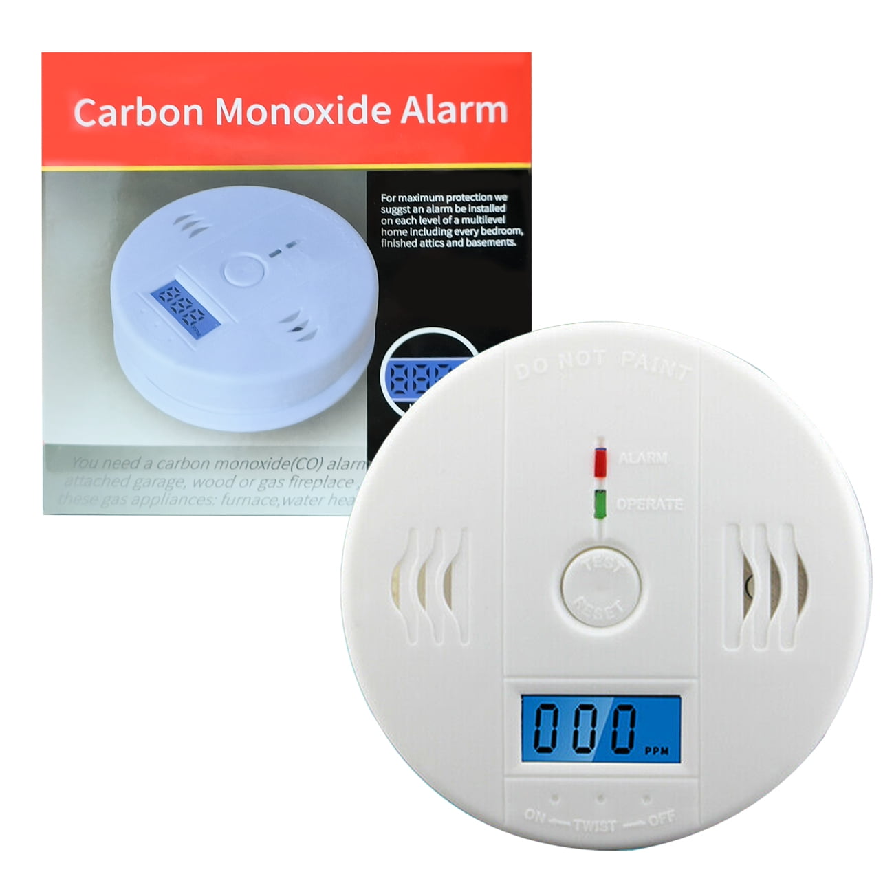 16 Pack LCD Display CO Carbon Monoxide Gas Detector Device Home Safety Alarm Detector
