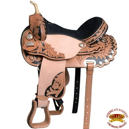 Docksides Saddle - 14'' Hilason Western Flex Tree Barrel Racing Trail Riding Saddle
