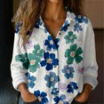 thumbnail image 2 of QASIEATN Tops for Women Graphic Tees Casual Button Down V Neck Long Sleeve Shirts Ladies Summer Tops, 2 of 7