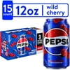Pepsi Wild Cherry Soda, 12 oz Cans, 15 Count