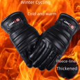 thumbnail image 2 of Guantes de cuero de invierno para hombres y mujeres, con forro polar, gruesos, resistentes al frío, cálidos, para ciclismo, antideslizantes, resistentes al frío, con pantalla táctil, guantes de, 2 of 6