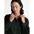 thumbnail image 5 of Time and Tru Women's Linen Blend Button Front Cropped Top with Long Sleeves, Sizes XS-XXXL, 5 of 6