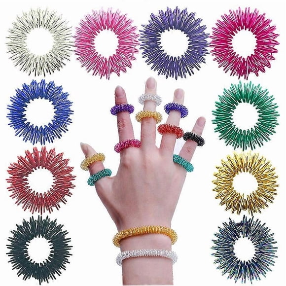 12 Pieces Acupressure Ring, Massage Rings for Finger Massage Ring, Finger Massage Ring/Acupressure Ring for Children, Adults, Anxiety Patients