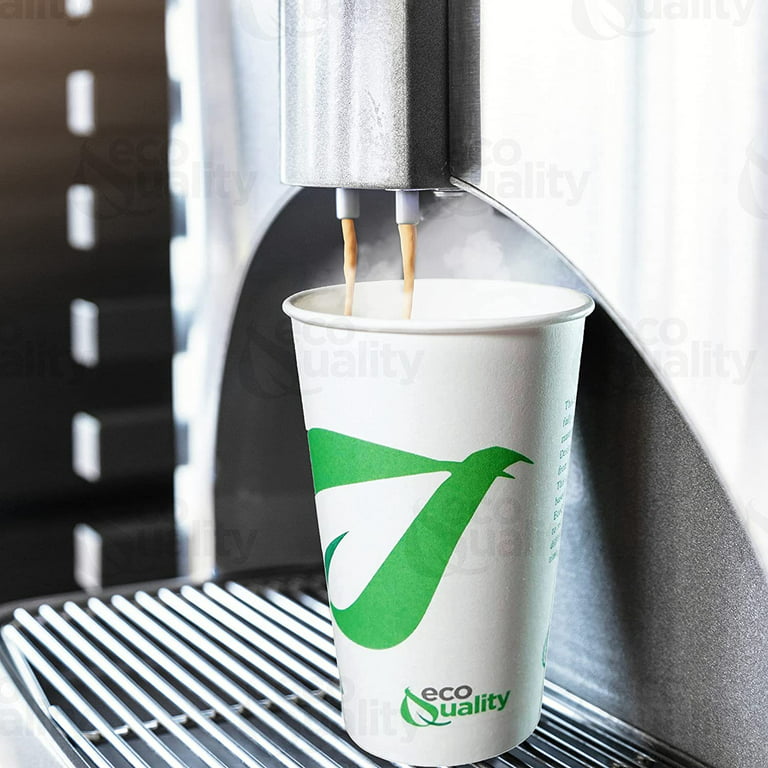 [50 PACK] 4 oz White Disposable Paper Coffee Espresso Cups with White Lids  - White Paper Disposable Coffee Hot Tea Cups Espresso - Bio Degradable Eco