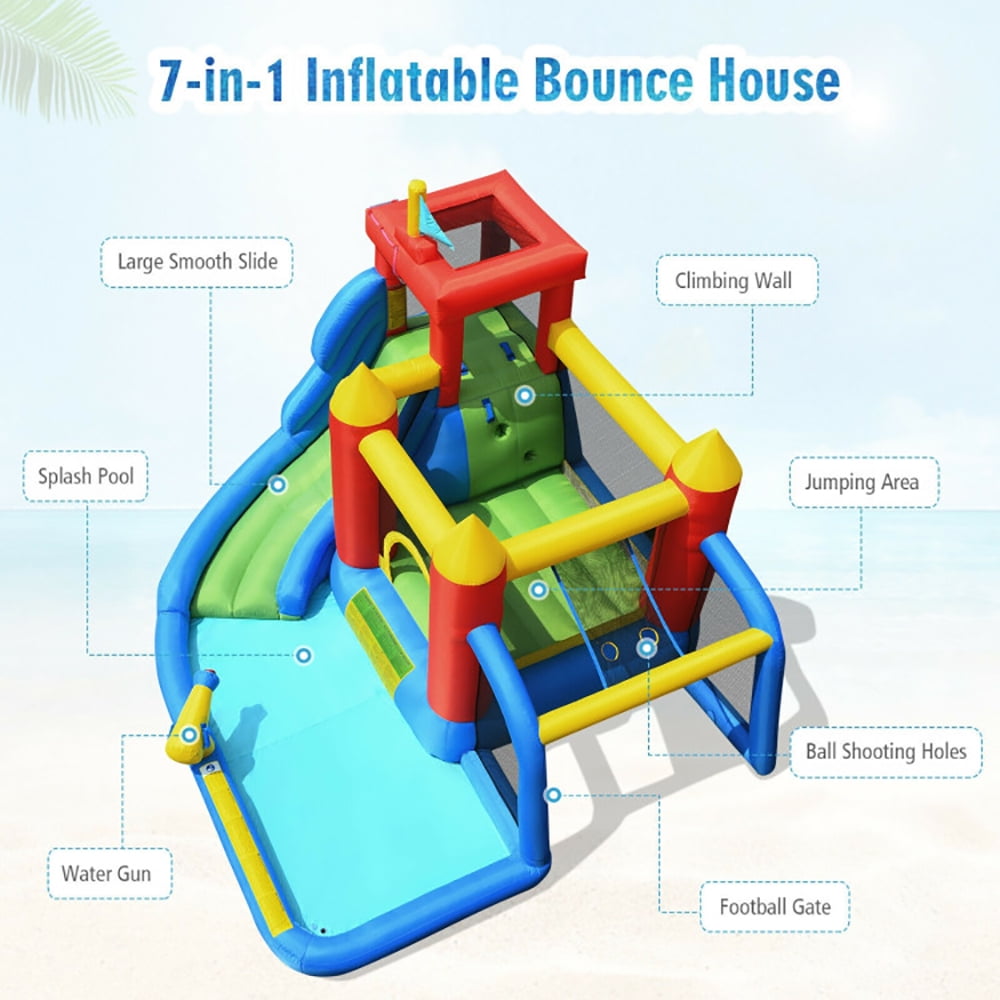 Aimee Lii Inflatable Bouncer Bounce House with Water Slide Splash Pool without Blower, Playhouse for Kids Outdoor