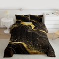 thumbnail image 2 of Homewish Fulid Striped Artistic Bedding Comforter Set,Marble Texture Pattern Twin Comforter Sets,Gold Sequin Print Bedding Set For Men Women,Breathable Home Decor Reversible,2-Piece, 2 of 8