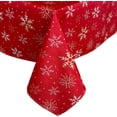 thumbnail image 4 of Christmas Red Farmhouse Country Snowflake 60 x 102 inch Rectangle Fabric Dining Tablecloth, 4 of 9