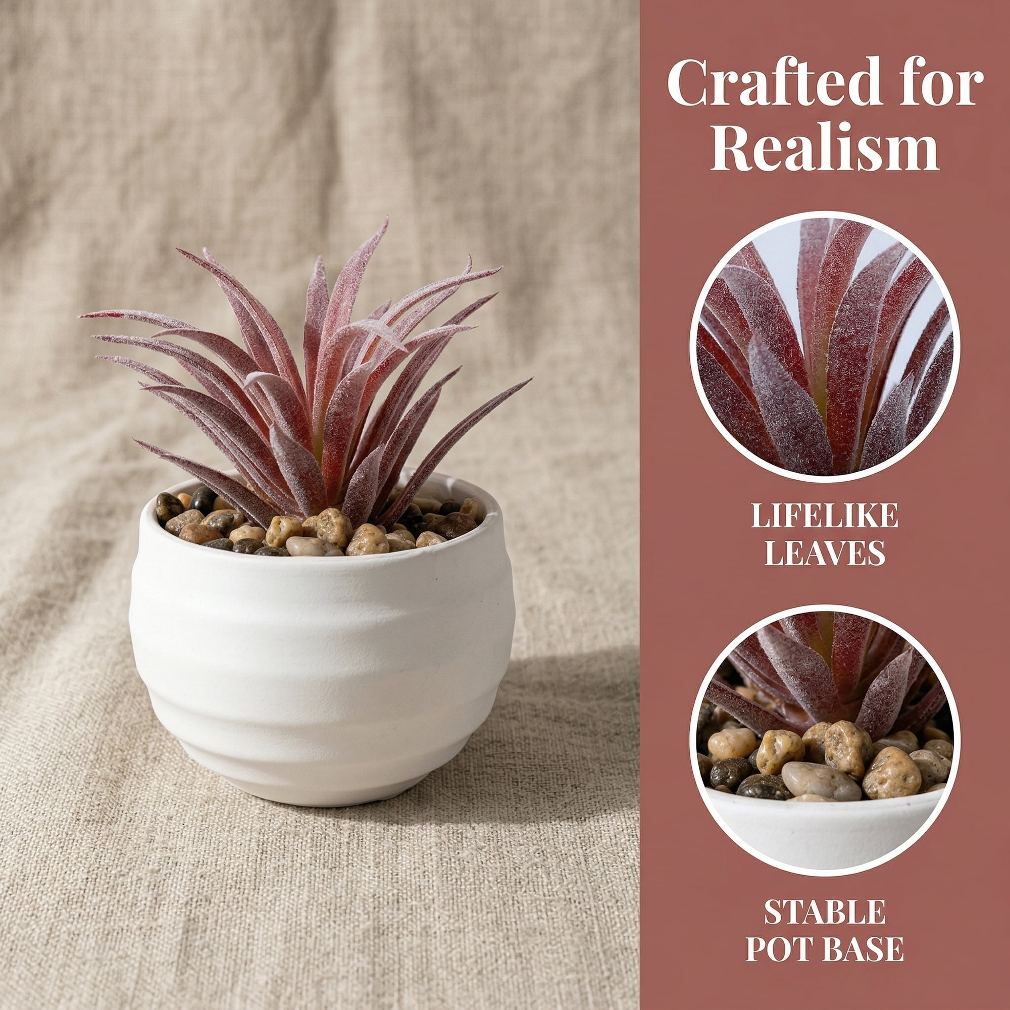 Unique Bargains Artificial Succulent Small Faux Greenery Spiky Aloe Dark Pink 3.14in