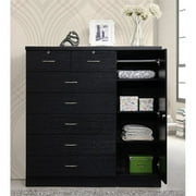 Hodedah 7 Drawer 1 Door Chest, Black