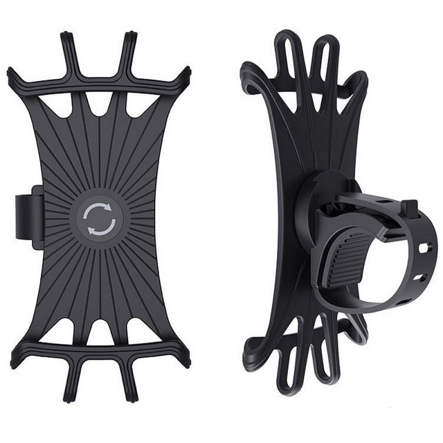 2pack Bike Phone Mount, Universal Bike Cell Phone Holder, 360° Rotatable, Silicone Bicycle Phone Mount(Black)
