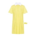 thumbnail image 2 of HULIJA Robe Chemise à Carreaux Plissée pour Petites Filles avec Bandeau Élastique Col Rabattu Robe à Volants Jaune 12, 2 of 4