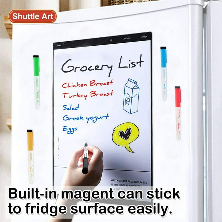 Dry Erase Markers, Shuttle Art 60 Bulk Pack 15 Colors Magnetic Whiteboard Markers with Erase, Fine Point Dry Erase Markers Perfect for Writing on
