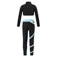 thumbnail image 2 of Yeahdor Kids Girls Long Sleeve Crop Top with Color Block Leggings Active Set Skating Workout Sports Suit, 2 of 7