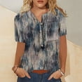 thumbnail image 2 of Women's Shirts Casual Tee Shirts Round Neck Short Sleeve Button Up Loose Fits Tunic Tops Blouses with Pocket, 2 of 5