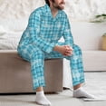 thumbnail image 7 of Susaid blue plaid Snowflake Print Men's Long Sleeve Pajama Set, Two-Piece Button-Down Loungewear PJs Set, Comfortable Sleepwear for Relaxation-Large, 7 of 7