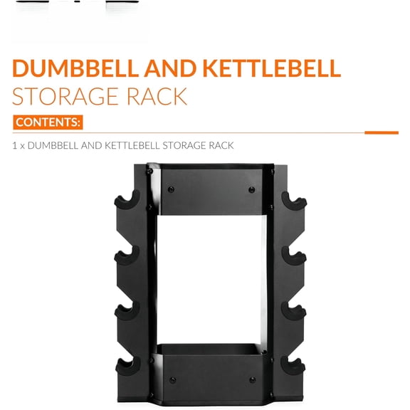 Dumbbell & Kettlebell Storage Rack, Heavy Duty Weight Organizer Stand, Space-Saving Home Gym Storage Solution for Strength Training Equipment