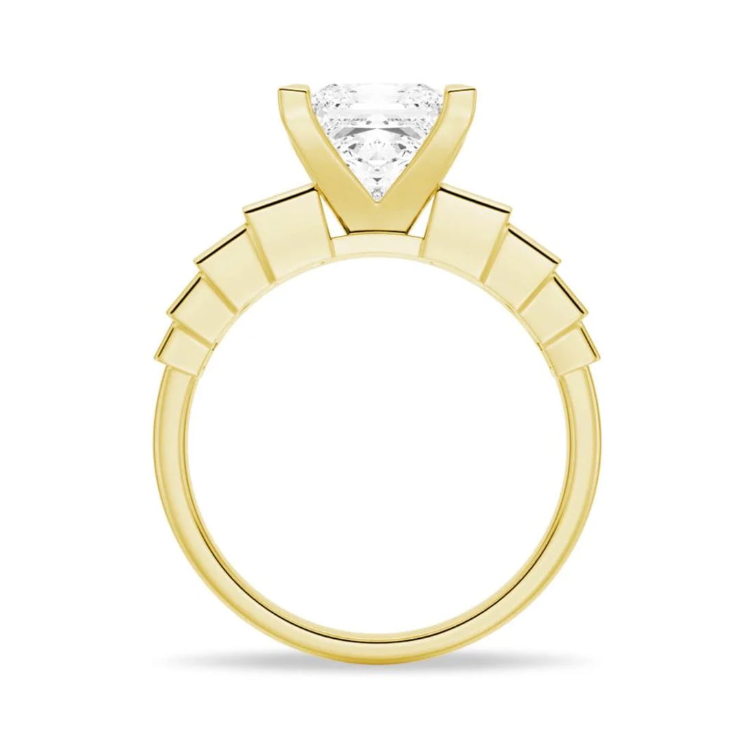 4CT Princess Cut Moissanite Diamond Prong set Engagement Ring for Women, 18K Yellow Gold, US 7.5