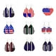 thumbnail image 1 of pares de pendientes de cuero sintético con bandera estadounidense, pendientes colgantes, pendientes patrióticos ligeros del Día de la Independencia, pendientes de gancho, joyería para niñas, 1 of 6