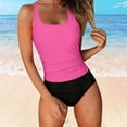 thumbnail image 4 of Guluxicc Tankini Swimsuit Sets for Women Solid Color Racerback Padded Two Piece Swimsuits with Beach Underwear Summer Bathing Suit, 4 of 6