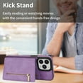 thumbnail image 2 of SaniMore for iPhone 15 Pro Max 6.7" 2023 Back Case with Zipper Card Pokcet Flip Wallet/Kickstand Shock Absorption Anti-fall Retro PU Leather Wear-resistant Shell for iPhone 15 Pro Max, Purple, 2 of 7