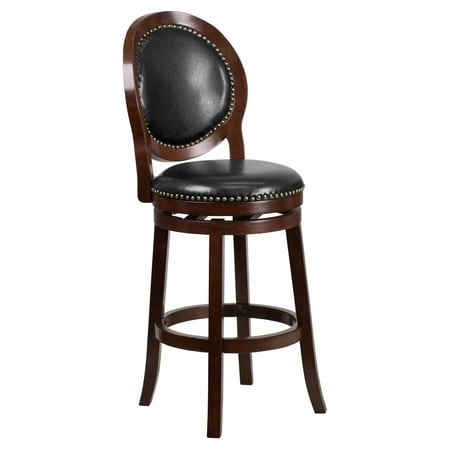 Flash Furniture 30'' High Cappuccino Wood Barstool with Black Leather Swivel (Best Hgh Over The Counter)