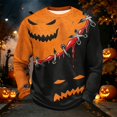 thumbnail image 6 of Fabrcox S-5XL Halloween Shirts Men Spooky Pumpkin Face Patchwork Sweatshirt Men Crewneck Funny Fall Waffle Knit Big and Tall Pullover XXXL, 6 of 7