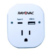 RAYOVAC 1-AC Outlet and 2-USB Port 300-Joules Portable Surge Protector Wall Tap with Phone Holder, PN201