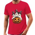 thumbnail image 5 of Gamivast Ghosts In Witch Hats T-Shirt for Men Halloween Pumpkin Graphic Print Short Sleeve Crewneck Tee Casual Fall Holiday Top Spooky Novelty Shirt Everyday Wear Red M, 5 of 5