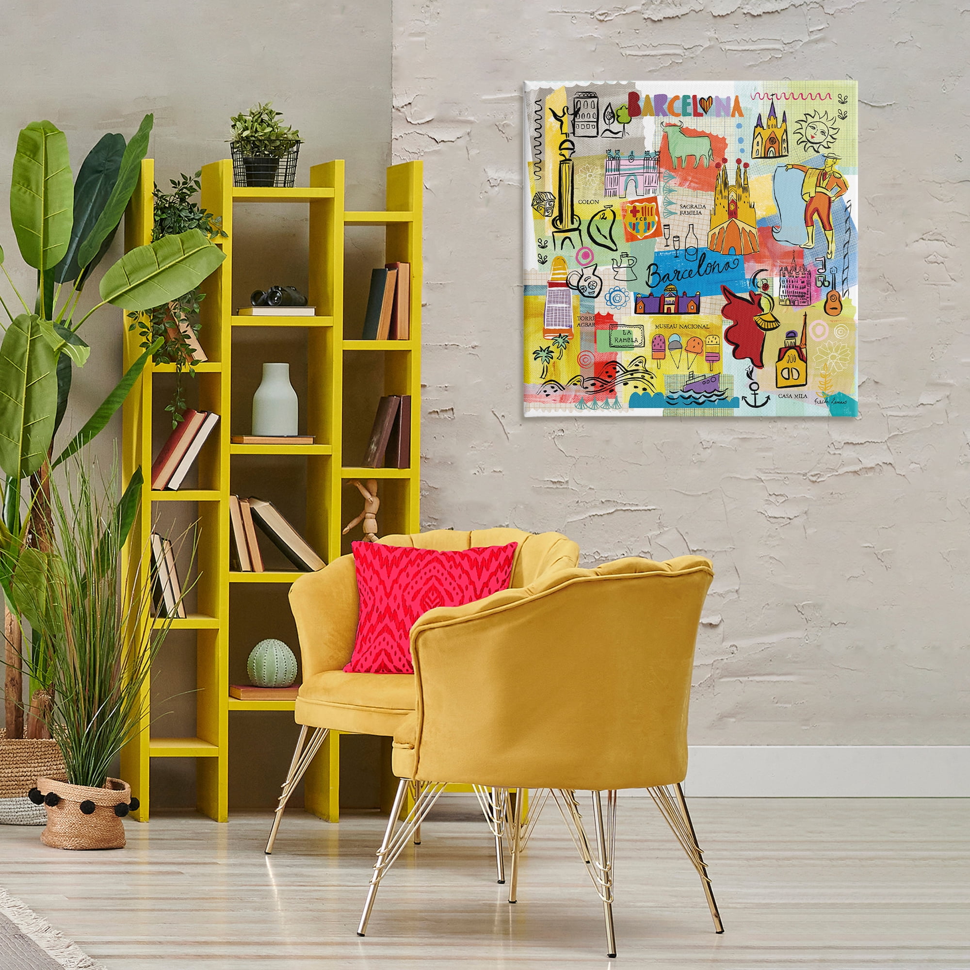 Stupell Industries Colores de Barcelona Cities & Countries Painting Wrapped Canvas Art Print Wall Art, 30 x 30