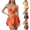 thumbnail image 2 of gakvbuo Swimsuits With Skirt Two Piece Bathing Suits Swimwear Women's Printing Adjustable Suspenders Backless Bikinis Sets, 2 of 6