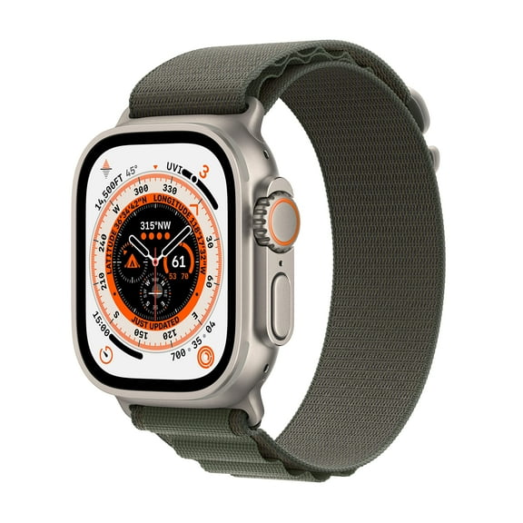 Apple Watch Ultra [GPS   Cellular 49mm] Smart Watch w/Rugged Titanium Case & Green Alpine Loop Small.