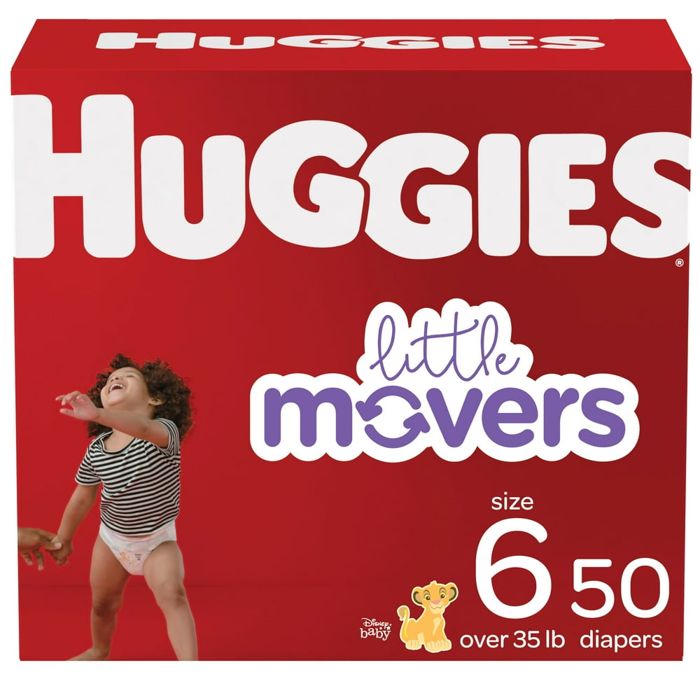 Huggies Little Movers Baby Diapers, Size 6, 50 Ct