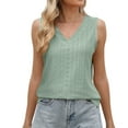 thumbnail image 1 of Camisetas sin mangas con cuello en V informales para mujer: mezcla de poliéster, corte holgado, imprescindibles en el armario de verano para combinar con vaqueros., 1 of 4
