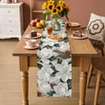 thumbnail image 2 of Spring Magnolia Blossom Table Runner 70 Inches, White Flowers Leaves Plants Country Bed Runner Dresser Scarves Tabletop for Indoor Outdoor Parties/Ceremony/Banquet, 13" x 70", 2 of 9