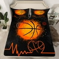 thumbnail image 2 of Manfei Basketball Sport Queen Sheet Sets,Ball Game Gamer Flat Sheet,Orange Black Queen Fitted Sheet For Teens,Ultra Soft Home Decor,4 Pieces, 2 of 7