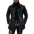 thumbnail image 4 of Ecqkame Men's Lapel Single Breasted Coats Long Sleeve Pocket Solid Color Coat Daily Casual Business Outerwear Gray XXL, 4 of 5