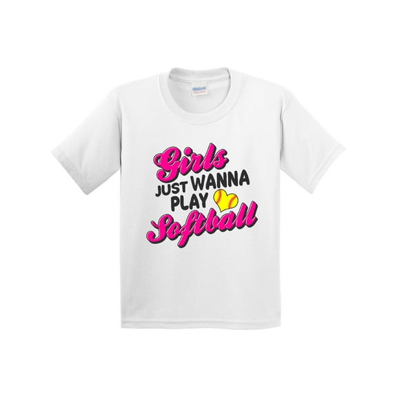 Inktastic Girls Just Wanna Play Softball Youth T-Shirt