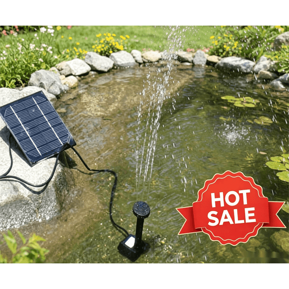 Kumdkd Solar Water Pump Kit - 150L/H Submersible Fountain Pump with 7V Panel | Auto-Start for Ponds/Gardens/Pools (Includes 4 Nozzles)