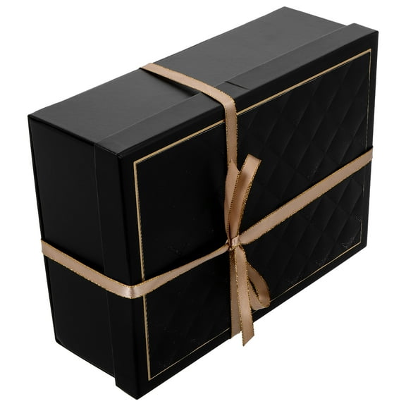WASHWEPE 1Pcs Groomsmen Proposal Box Foldable with Lid for Various Occasions Black Paper and Cardboard