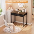thumbnail image 3 of Pinmoco 32" Small Vanity Desks with RGB LED Lights & 2 Fabric Drawers, Writing Study Desk for Small Space with Hanging Hook Hook for Home, Bedroom, Rustic, 3 of 11
