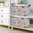 thumbnail image 2 of Yayeee Foldable Storage Basket for Shelves with Handles Set of 2 Waterproof Cloth Bins, Purple Floral Pattern, 2 of 7