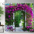 thumbnail image 3 of Outdoor Garden Fence Flower Shower Curtain Rustic Garden Wall Natural Landscape Polyester Fabric Shower Curtains Bathroom r, 3 of 7