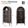 thumbnail image 6 of Leovanni 72" Tall Pantry Cabinet with Glass Doors Set of 2, Wood Kitchen Storage Cabinet with Adjustable Shelves and Anti-Tip Kit, Arched Display Cabinet for Dining Room, Living Room, Walnut, 6 of 7