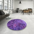 thumbnail image 4 of Ahgly Company Machine Washable Indoor Round Transitional Bright Purple Area Rugs, 6' Round, 4 of 7