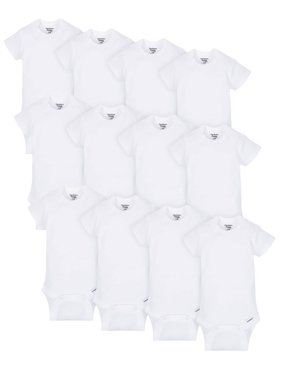 Gerber Baby Boy or Girl Gender Neutral Organic Onesies Bodysuits Grow-With-Me Bundle, 12-Pack