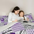 thumbnail image 6 of Homewish Cartoon Motorcycle Lover Bedding Comforter Set, Grey Purple Buffalo Patchwork Twin Comforter Sets, Teens Kids Boys Girls Reversible Bedding Set, Luxury Bedroom Decor, 2 Pieces, 6 of 9