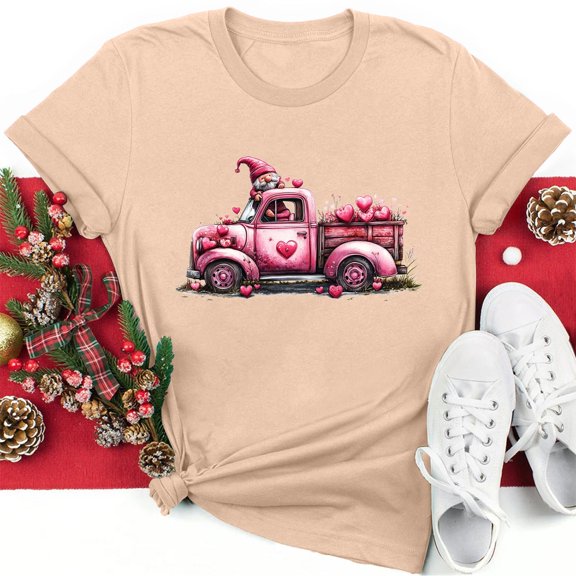 Rciityk Plus Size Short Sleeve Shirts for Women Summer Casual Crew Neck T Shirts Fashion Gnome Love Graphic Print Tee Blouses